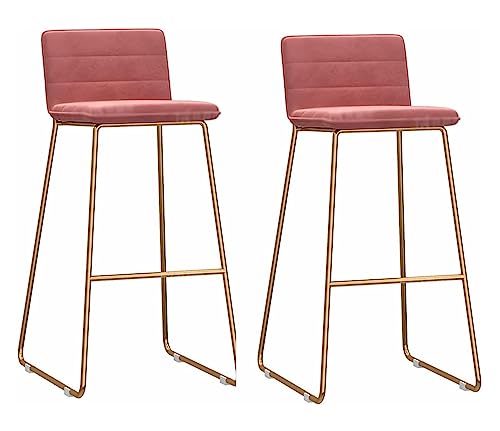 AMULONG Tresenhocker Bistrohocker Samt-Barhocker, 2er-Set, Barhocker, Thekenhöhe, Stuhl Mit Rückenlehne, Metallbeinen Und Fußstützen Und Hocker Für Die Küchenbar Barhocker Küchenhocker(Pink Cushion) AMULONG Tresenhocker Bistrohocker Samt-Barhocker, 2er-Set, Barhocker, Thekenhöhe, Stuhl Mit Rückenlehne, Metallbeinen Und Fußstützen Und Hocker Für Die Küchenbar Barhocker Küchenhocker(Pink Cushion) von AMULONG