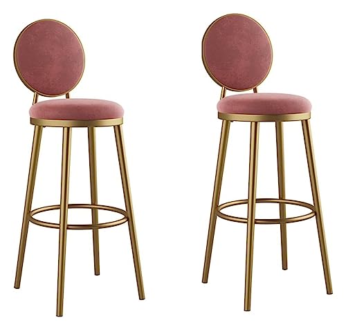 AMULONG Tresenhocker Bistrohocker Samt-Barhocker, 2er-Set, Moderner Barhocker, Stuhl, Thekenhöhe, Hocker Mit Rückenlehne Und Fußstütze Für Das Esszimmer Barhocker Küchenhocker(B,Sitting Height 65cm) von AMULONG