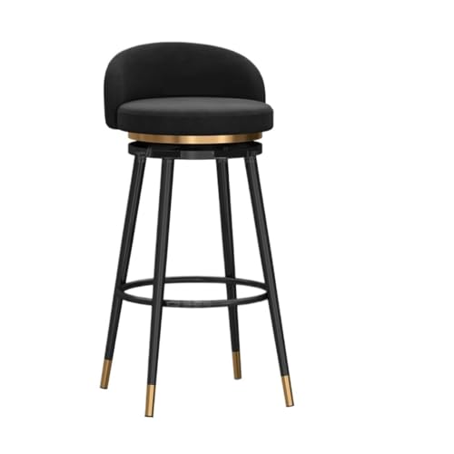 Tresenhocker Bistrohocker Set Aus 2 Modernen Samt-Barhockern Mit Rückenlehne Und Gepolsterten Stühlen Mit Fußstütze Für Die Frühstücksbar Im Pub Barhocker Küchenhocker(Black,65cm Sitting Height) von AMULONG