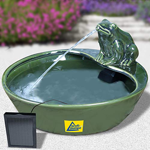 AMUR GARTENBRUNNEN SOLAR BRUNNEN SOLARTEICHPUMPE SPRINGBRUNNEN WASSERSPIEL FROSCHPARADIES ZIERBRUNNEN Frosch VOGELBAD Pumpe Teichpumpe Set für Garten Teich TERRASSE von Amur