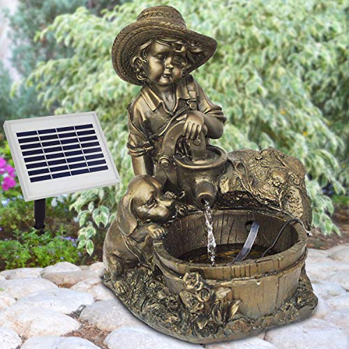 Garten BRUNNEN SOLAR TEICHPUMPE SOLAR SPRINGBRUNNEN GARTENBRUNNEN SOLAR WASSERSPIEL Muse mit Wasserkrug Set SOLAR PUMPE TEICHPUMPE f. TERRASSE TEICH Garten GARTENTEICH (7-SP02127V003) von AMUR