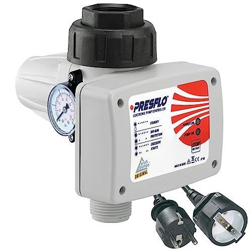 Amur Pumpensteuerung Druckschalter Druckwächter PRESFLO-2® Automatic-Controller Durchflusswächter verkabelt für Hauswasserwerk, Pumpe Brunnenpumpe, Kreiselpumpe, Tauchpumpe, Tiefbrunnenpumpe von Amur