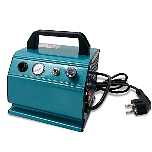 Airbrush Set Kompressor Profi-AirBrush Kompressor Set I mit sehr leisem Airbrush Kompressor - UNIVERSAL-AIRBRUSH-PISTOLE DOUBLE-ACTION inkl. 3 Düsen, Nadeln, Fliesbecher (Kompressor Beauty MAXX) von AMUR