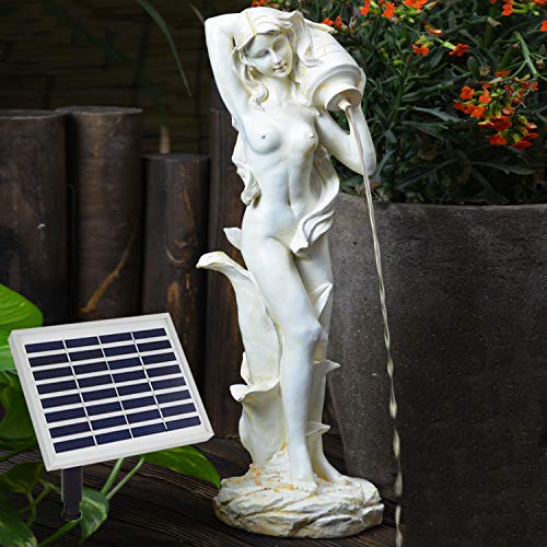 Amur Garten BRUNNEN SOLAR TEICHPUMPE SOLAR SPRINGBRUNNEN GARTENBRUNNEN SOLAR WASSERSPIEL Muse mit Wasserkrug Set SOLAR PUMPE TEICHPUMPE f. TERRASSE TEICH Garten GARTENTEICH Solarteichdekoration von Amur