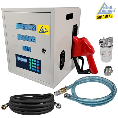 Dieselpumpe Station 230V Selbstansaugend Durchflussmesser Automatik Zapf-Pistole Druckschlauch Heizölpumpe Kraftstoffpumpe Biodiesel Fasspumpe Ölpumpe mit Zubehör von AMUR