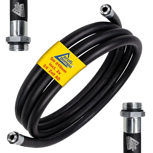 Dieselschlauch, Benzinschlauch für Ölpumpe, Ölschlauch Gummi- Spiralschlauch Saug-/Druckschlauch für Diesel Pumpe Heizöl Pumpe Wasserpumpe mit Tüllen (5m 3/4" mit Tüllen) von AMUR