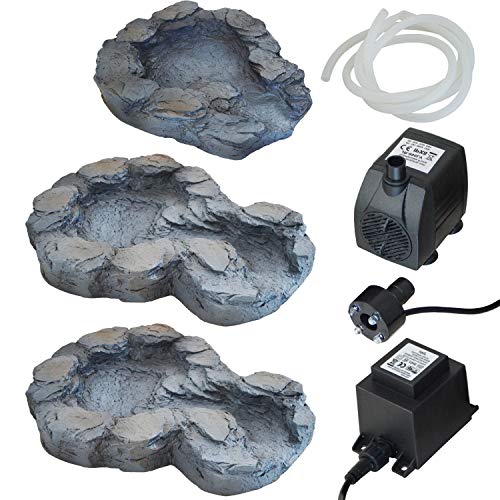 Gartenbrunnen Brunnen Bachlauf Quellbach II mit Led-Licht, 230v Zierbrunnen Vogelbad Wasserfall Gartenleuchte Teichpumpe - Springbrunnen Wasserspiel für Garten, Gartenteich, Terrasse, Teich von AMUR