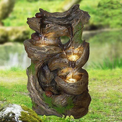 Gartenbrunnen Brunnen Zierbrunnen Zimmerbrunnen Brunnen mit LED-Licht 230V Wasserfall Wasserspiel für Garten, Gartenteich, Terrasse, Teich, Balkon Sehr Dekorativ von Amur