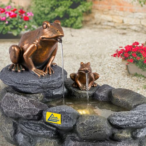 Gartenbrunnen Brunnen Zierbrunnen Zimmerbrunnen Springbrunnen Brunnen Teich-König mit LED-Licht 230V Wasserfall Wasserspiel für Garten, Gartenteich, Terrasse, Balkon Sehr Dekorativ von AMUR