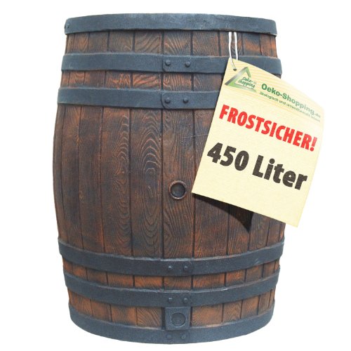 REGENTONNE REGENFASS WASSERFASS REGENWASSERBEHÄLTER REGENWASSERFASS GARTENFASS Eichenfass (450L) Braun von AMUR