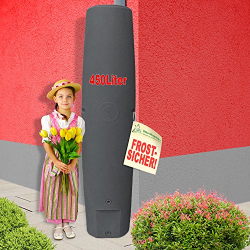 Regentonne, Regenwassertonne, Regenfass, Säule - das schlanke Regen-Wasser-Fass! Kompakt und praktisch mit viel Volumen auf Kleinster Stellfläche (Anthrazit 450l) von AMUR