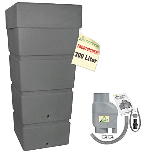 Regentonne Regenfass Ecktonne Regenspeicher Regenwasserbehälter mit Fallrohrfilter, Regenfilter T33 grau FROSTSICHER - Moderne Eck-Regenwassertonne mit stabilem Deckel als Pflanzschale von AMUR