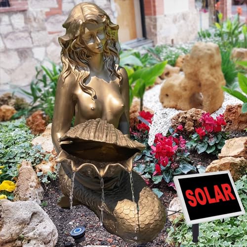 Solar Gartenbrunnen Brunnen Solarbrunnen Zierbrunnen Wasserfall Gartenleuchte Teichpumpe für Terrasse, Balkon, verbessertes Modell mit Pumpen-instant-Start-Funktion mit Liion-Akku & Led-Licht (V013) von AMUR