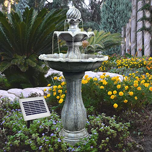Solar Gartenbrunnen Brunnen Solarbrunnen Klassik-Garten Zierbrunnen Wasserfall Gartenleuchte Teichpumpe für Terrasse, Balkon, verbessertes Modell mit Pumpen-instant-Start-Funktion von Amur
