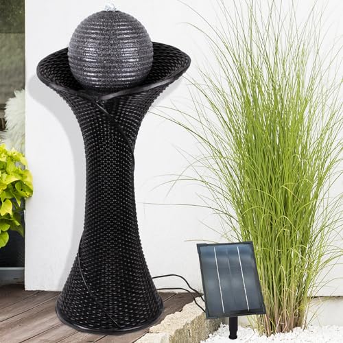 Solar Gartenbrunnen Brunnen Solarbrunnen Zierbrunnen Wasserfall Gartenleuchte Teichpumpe für Terrasse, Balkon, verbessertes Modell mit Pumpen-instant-Start-Funktion (7-SP021119) von AMUR