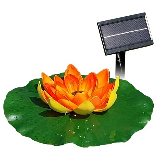 Solar Teichpumpen-Set Gartenbrunnen Lotus-Blume mit Akku Solarbrunnen Teichpumpe Wasserspiel für Garten und TEICH SPRINGBRUNNEN (Orange) von AMUR