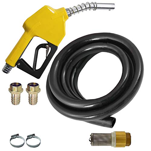 Zapfpistolen Set-für Dieselpumpe Heizölpumpe Biodiesel Ölpumpe Kraftstoffpumpe Wasserpumpe Tauchpumpe Brunnenpumpe Pumpe - mit Gummi-Schlauch und Automatik-Pistole mit Rückschlagventil von Amur