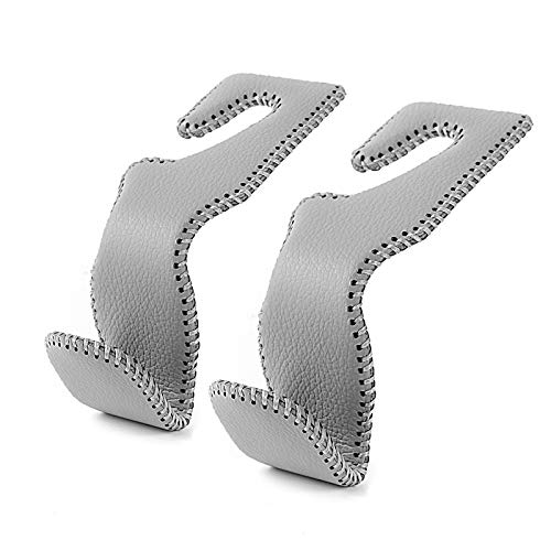 AMVOYOA Haken für Handtaschen und Taschen für das Auto, Haken für die Kopfstütze, hochwertiger Lederhaken, 2er-Pack, grau von AMVOYOA