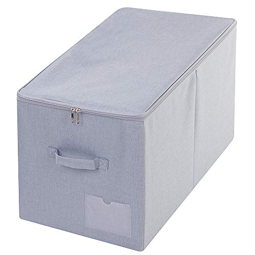 Amonsen 60L Extra Large Quilts Tröster Decken Bettdecken Aufbewahrungsbehälter mit Deckel, staubdichte Aufbewahrungsbox für saisonale Bettwäsche, Hellgrau von Amonsen