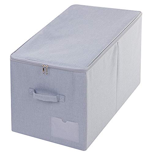 60L Extra Large Quilts Tröster Decken Bettdecken Aufbewahrungsbehälter mit Deckel, staubdichte Aufbewahrungsbox für saisonale Bettwäsche, Hellgrau von Amonsen