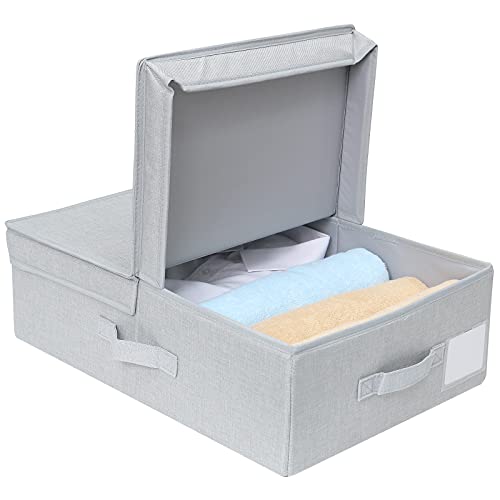 Amonsen Faltbarer Kleiderschrank Flacher Aufbewahrungsbehälter mit Deckel, speziell für Slim Space Organizer, Hellgrau von Amonsen