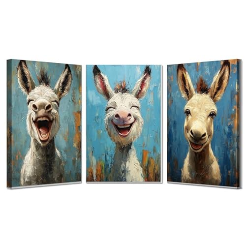 AMXBZC 3-teiliges Set Abstraktes Leinwand Bilder Kunstdrucke, Lustige Tierkunstwerke Wandbild Wand Wohnzimmer Wanddekoration - Kunst Modern Textur für Büro - 50x70cmx3 Gerahmt(blau) von AMXBZC