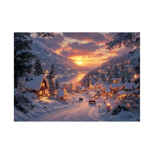 AMXBZC Abstrakt Bild auf Leinwand Winter Naturposter am See Schlafzimmer Landschafts Bilder -Kunstdruck- Badezimmer -Wohnzimmer Wand Deko(Golden)-40x60cm Ungerahmt von AMXBZC