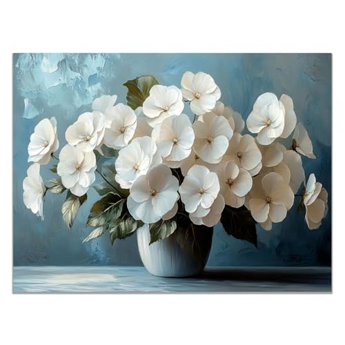 AMXBZC Abstraktes Leinwand Bilder Kunstdrucke, Schöne Blumenbilder Wandbild Kunstdruck -Wohnzimmer Deko Kunst- Modern für Büro Wanddeko - 50x70cm Ungerahmt(Weiß) von AMXBZC