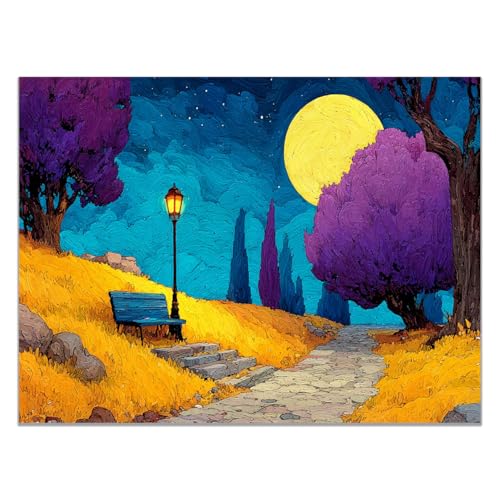 AMXBZC Abstraktes Nature Leinwand Bilder Kunstdrucke Nächtliche bunte Baumlandschaft Pflanze Wandbild - für Badezimmer Küche Wohnzimmer Wanddekoration(Gelb)-40x60cm Ungerahmt von AMXBZC