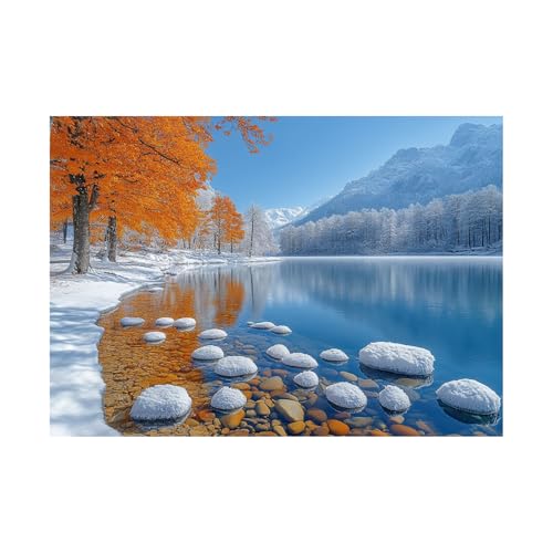 AMXBZC Abstraktes Nature Leinwand Bilder Kunstdrucke Winter Bäume am See Landschaft Pflanze Wandbild - für Badezimmer Küche Wohnzimmer Wanddekoration(Orange)-40x60cm Ungerahmt von AMXBZC