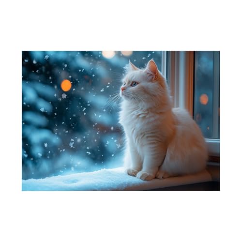 AMXBZC Abstraktes Nature Leinwand Bilder Kunstdrucke Winter süße Tiere Poster Pflanze Wandbild - für Badezimmer Küche Wohnzimmer Wanddekoration(weiß)-60x90cm Ungerahmt von AMXBZC