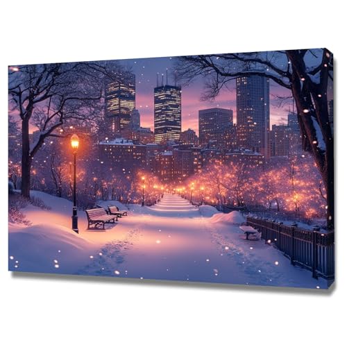 AMXBZC Abstraktes Nature Leinwand Bilder Kunstdrucke Winternächtliche Szenerie Pflanze Wandbild - für Badezimmer Küche Wohnzimmer Wanddekoration(lila)-50x70cm Gerahmt von AMXBZC