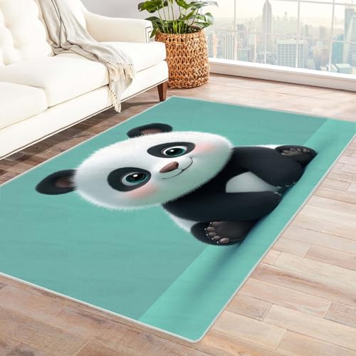 AMXBZC Kurzflor Dünner Teppich, rutschfeste Wohnzimmer, Weicher Junge Mädchen Karikatur Tiere Waschbarer, Schlafzimmer,Bereich Kinderzimmer, Esszimmer Büro Teppiche(Schwarz 36)-210x270cm von AMXBZC