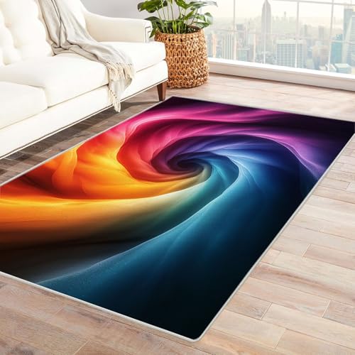 AMXBZC Moderne Design Weich Robuster Teppich 3D buntes Muster Teppich Waschbar ideal für Wohnzimmer, Esszimmer und Außenbereich, In- und Outdoor, Vintage-Optik(lila)-150x210cm von AMXBZC