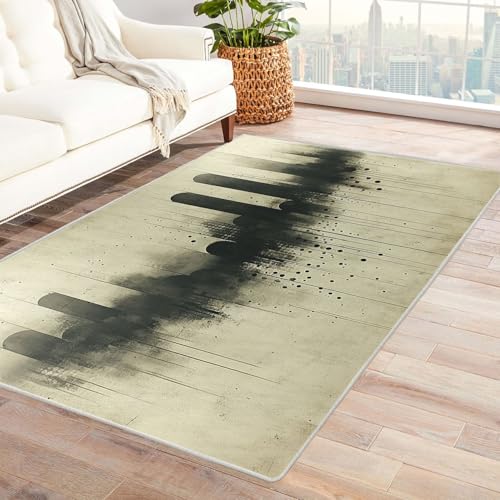 AMXBZC Moderne Design Weich Robuster Teppich Abstrakte Graffiti-Stadt Waschbar ideal für Wohnzimmer, Esszimmer und Außenbereich, In- und Outdoor, Vintage-Optik(schwarz)-210x270cm von AMXBZC