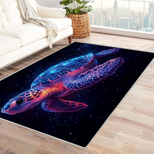 AMXBZC Moderne Design Weich Robuster Teppich Abstrakter Meerestierteppich Waschbar ideal für Wohnzimmer, Esszimmer und Außenbereich, In- und Outdoor, Vintage-Optik(lila)-90x120cm von AMXBZC