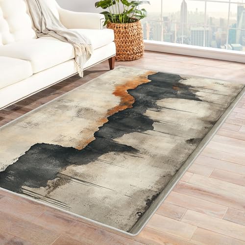 AMXBZC Moderne Design Weich Robuster Teppich Abstraktes geometrisches Muster Waschbar ideal für Wohnzimmer, Esszimmer und Außenbereich, In- und Outdoor, Vintage-Optik(beige)-240x300cm von AMXBZC