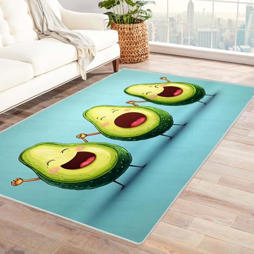 AMXBZC Moderne Design Weich Robuster Teppich Niedliches Cartoon-Jungenzimmer Waschbar ideal für Wohnzimmer, Esszimmer und Außenbereich, In- und Outdoor, Vintage-Optik(Grün 23)-90x150cm von AMXBZC