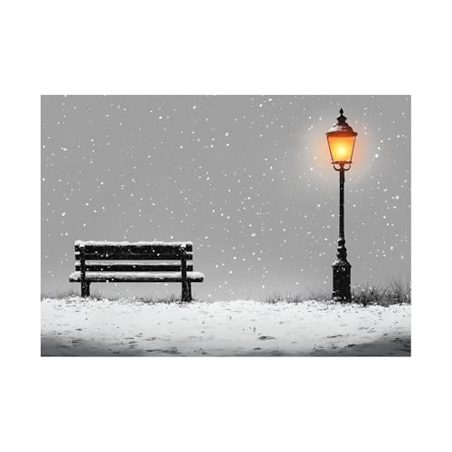AMXBZC Moderne Landschaft Wandkunst Bilder Nächtliche Winterlandschaft Nature Pflanze Wandbild - für Badezimmer Küche Wohnzimmer Wanddekoration(grau)-80x120cm Ungerahmt von AMXBZC