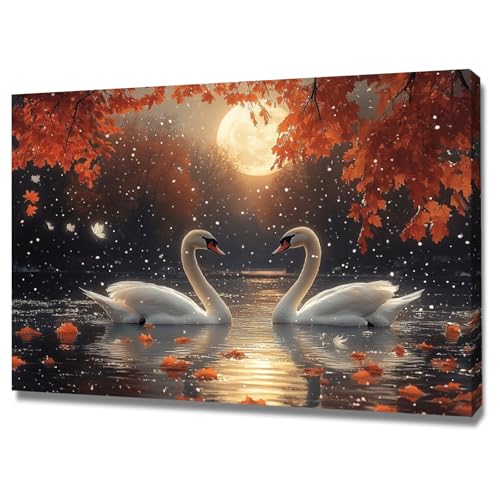 AMXBZC Moderne Landschaft Wandkunst Bilder Natur Winter Sonnenuntergang Tiere Pflanze Drucke -Büro Küche - Badezimmer Kunstdrucke Wandbilder Wohnzimmer Gemälde(Orange)-80x120cm Gerahmt von AMXBZC