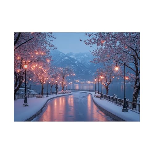 AMXBZC Moderne Landschaft Wandkunst Bilder Schöne Baumschneeszene Nature Pflanze Wandbild - für Badezimmer Küche Wohnzimmer Wanddekoration(Rosa)-40x60cm Ungerahmt von AMXBZC