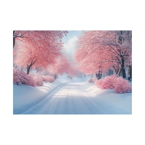 AMXBZC Moderne Landschaft Wandkunst Bilder Schöner Winterwald Nature Pflanze Wandbild - für Badezimmer Küche Wohnzimmer Wanddekoration(Rosa)-60x90cm Ungerahmt von AMXBZC
