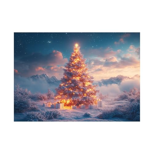 AMXBZC Moderne Landschaft Wandkunst Bilder Vintage Weihnachtsbaum Kunstwerk Pflanze Drucke -Büro Küche - Badezimmer Kunstdrucke Wandbilder Wohnzimmer Gemälde(Orange)-60x90cm Ungerahmt von AMXBZC