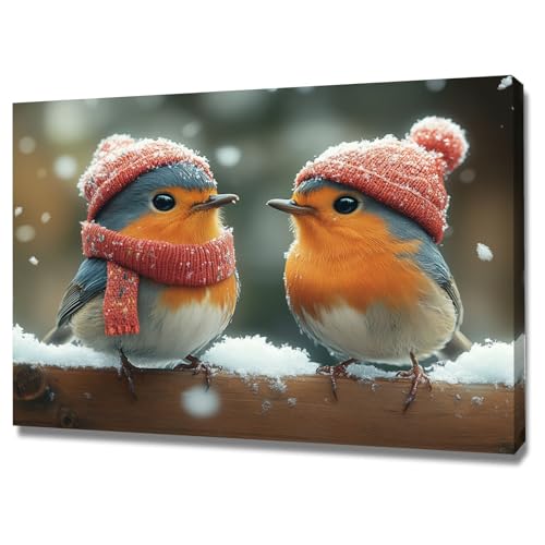 AMXBZC Moderne Landschaft Wandkunst Bilder Winter Natur süße Tiere Nature Pflanze Wandbild - für Badezimmer Küche Wohnzimmer Wanddekoration(Orange)-40x60cm Gerahmt von AMXBZC
