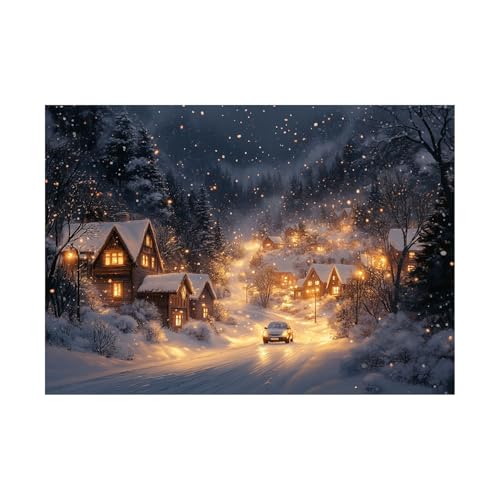 AMXBZC Moderne Landschaft Wandkunst Bilder Winterhüttenbaum-Szene Nature Pflanze Wandbild - für Badezimmer Küche Wohnzimmer Wanddekoration(Gelb)-50x70cm Ungerahmt von AMXBZC