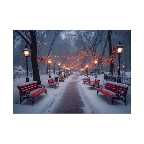 AMXBZC Moderne Leinwand Bilder Nachtbaum verschneiter Weg Nature Pflanze Drucke -Büro Küche - Badezimmer Kunstdrucke Wandbilder Wohnzimmer Gemälde(rot)-30x40cm Ungerahmt von AMXBZC