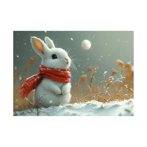 AMXBZC Moderne Leinwand Bilder Natur Winter süße Tiere Schlafzimmer Landschafts Bilder -Kunstdruck- Badezimmer -Büro Küche -Wohnzimmer Wand Deko(rot)-40x60cm Ungerahmt von AMXBZC