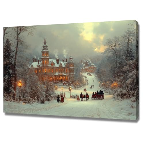 AMXBZC Moderne Leinwand Bilder Vintage Winter Stadt Poster Nature Pflanze Drucke -Büro Küche - Badezimmer Kunstdrucke Wandbilder Wohnzimmer Gemälde(Beige)-20x30cm Gerahmt von AMXBZC