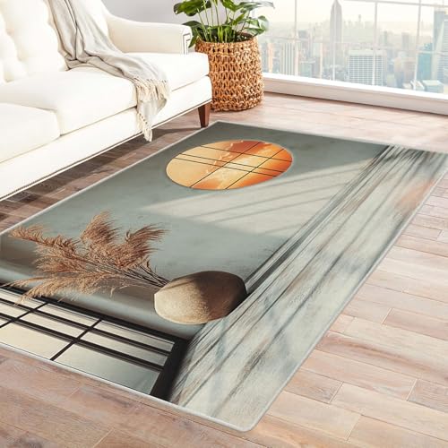 AMXBZC Moderner Kurzflor Teppich Wohnzimmer rutschfest, Waschbar Abstraktes modernes Muster Schlafzimmer abstraktes Muster, für Esszimmer Foyer Boho Carpet(Rosa)-240x300cm von AMXBZC