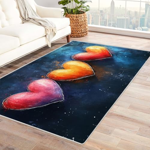 AMXBZC Moderner Kurzflor Teppich Wohnzimmer rutschfest, Waschbar Graffiti-Farbmuster Schlafzimmer abstraktes Muster, für Esszimmer Foyer Boho Carpet(Rosa)-240x300cm von AMXBZC